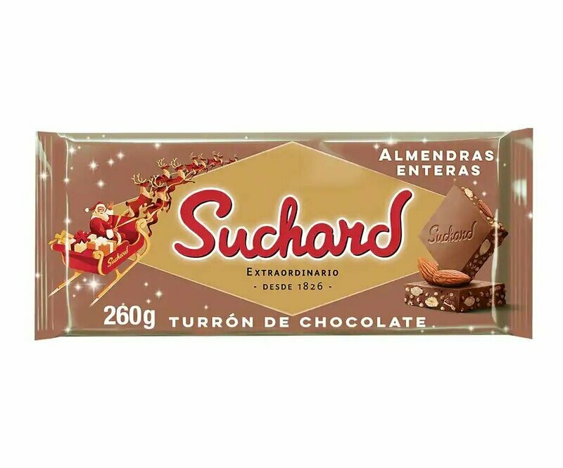 Turrón de chocolate con almendras enteras SUCHARD 260 g.