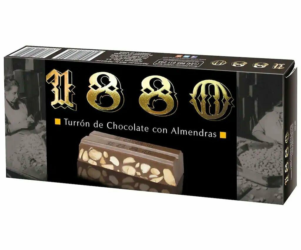 Turrón de chocolate con almendras 1880 250 g.