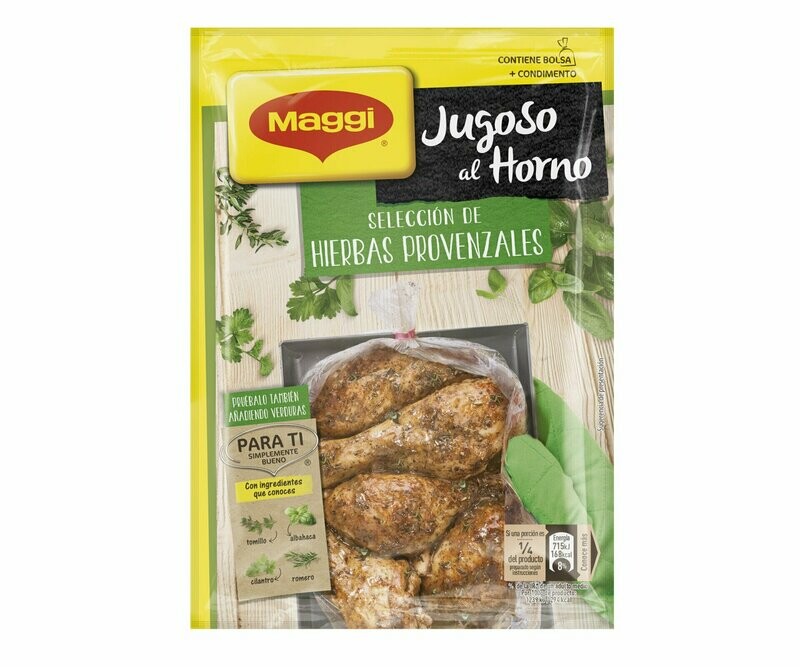 Sazonador para preparar pollo asado a las hierbas provenzales MAGGI sobre de 34 g.