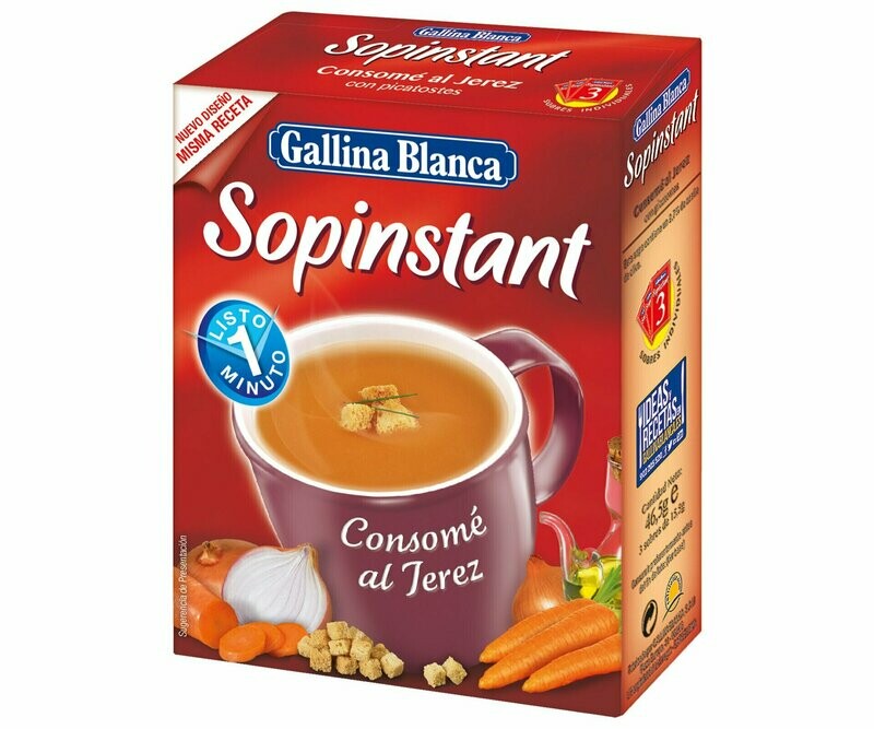 Consomé al jerez con picatostes SOPINSTANT de GALLINA BLANCA 15,5 g. 3 uds.