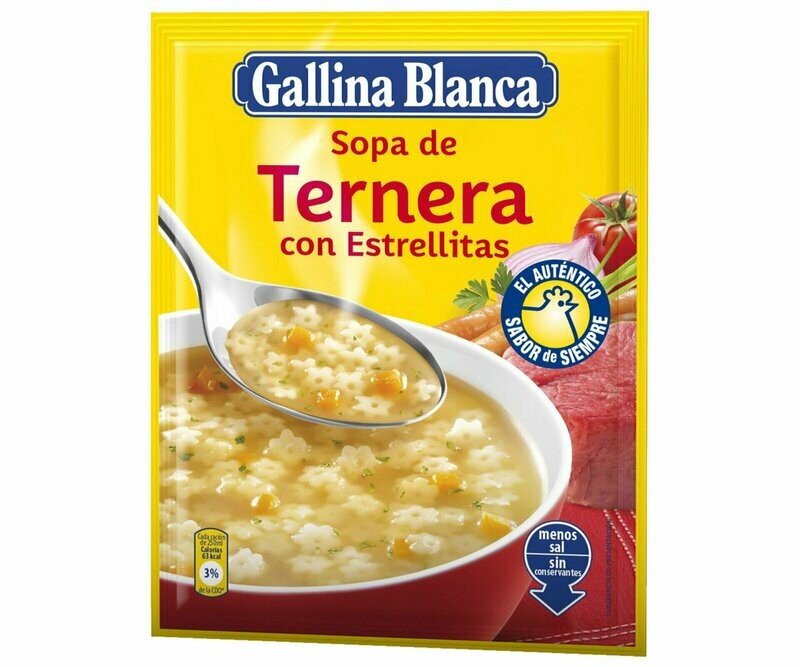 Sopa de ternera con estrellitas GALLINA BLANCA sobre de 74 g.