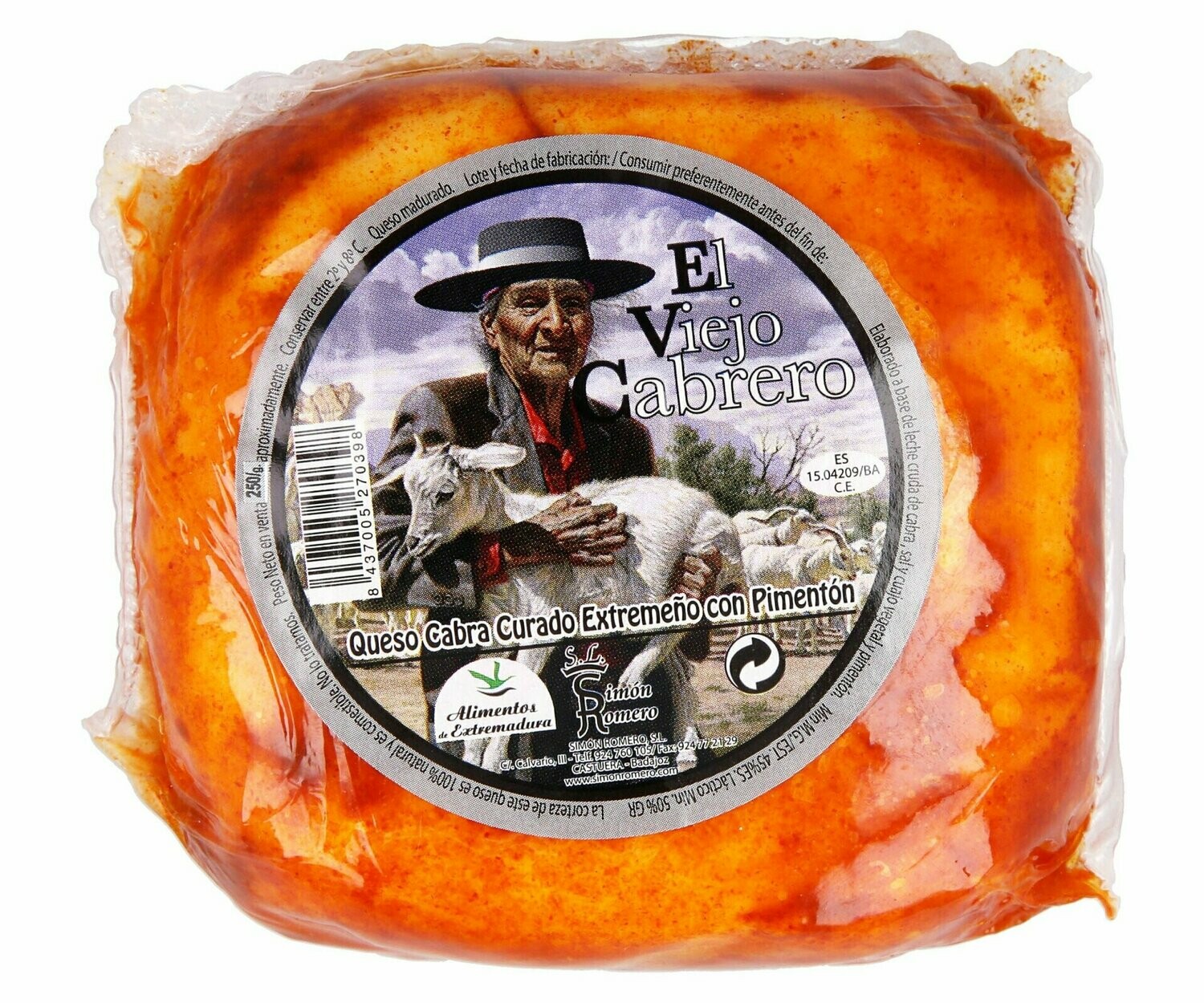 Queso cabra curado con pimentón EL VIEJO CABRERO 250 g.