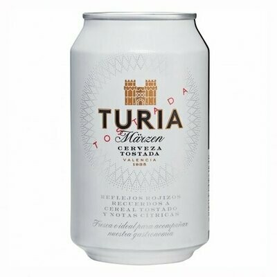 Cerveza Turia tostada lata 33 cl.