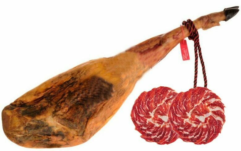 Jamón de Bellota Ibérico "50% Raza Ibérica"-1/2 jamón loncheado a cuchillo en sobres, 20 sobres de 100 g.