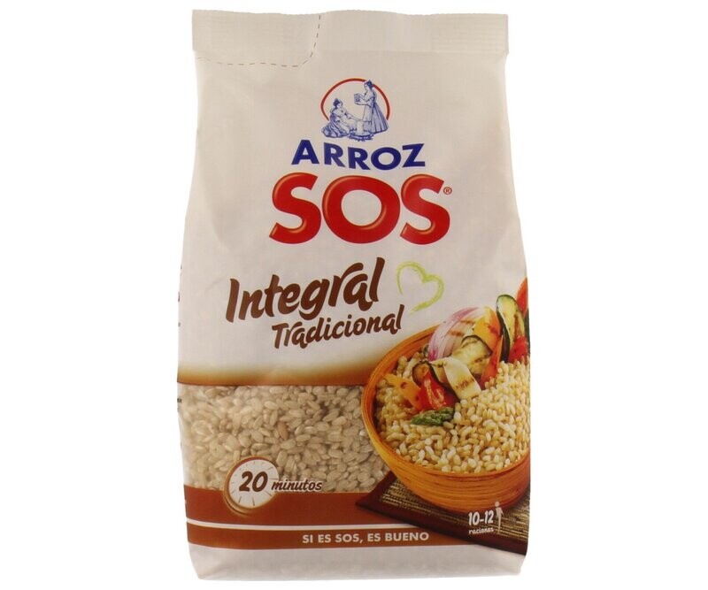 Arroz integral tradicional SOS paquete de 1 kg.