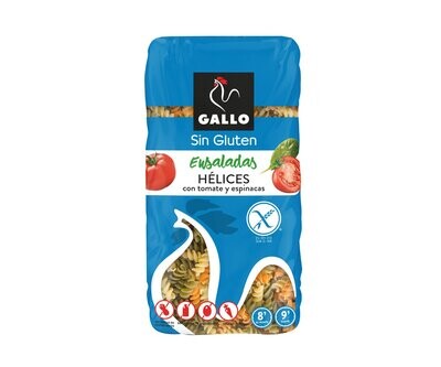Pasta hélices sin gluten con tomate y espinacas GALLO, 450 g.