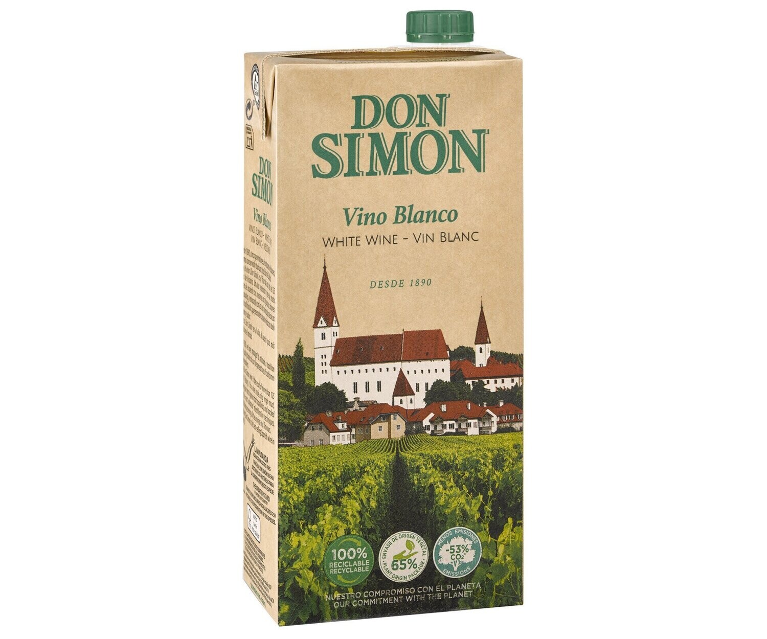 Vino blanco de mesa DON SIMON brik 1 l.