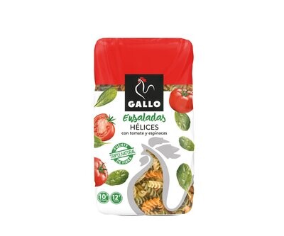 Pasta hélice con espinacas y tomate GALLO paquete 600 g.