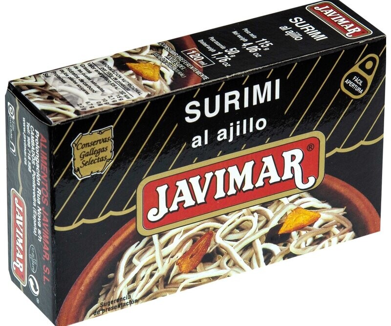 Sucedáneo de angulas al ajillo JAVIMAR lata de 50 g.