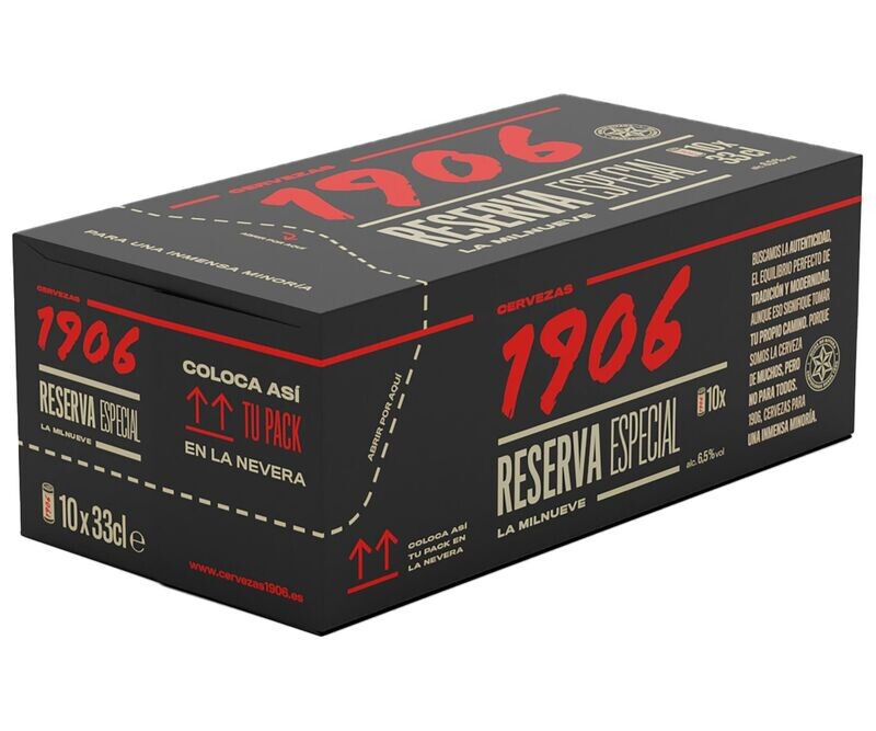 Cerveza reserva extra 1906 Pack 10 latas de 33 cl.