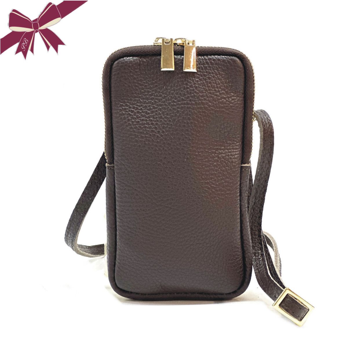 PORTA CELLULARE PELLE DOLLARO, COLORI: TESTA DI MORO