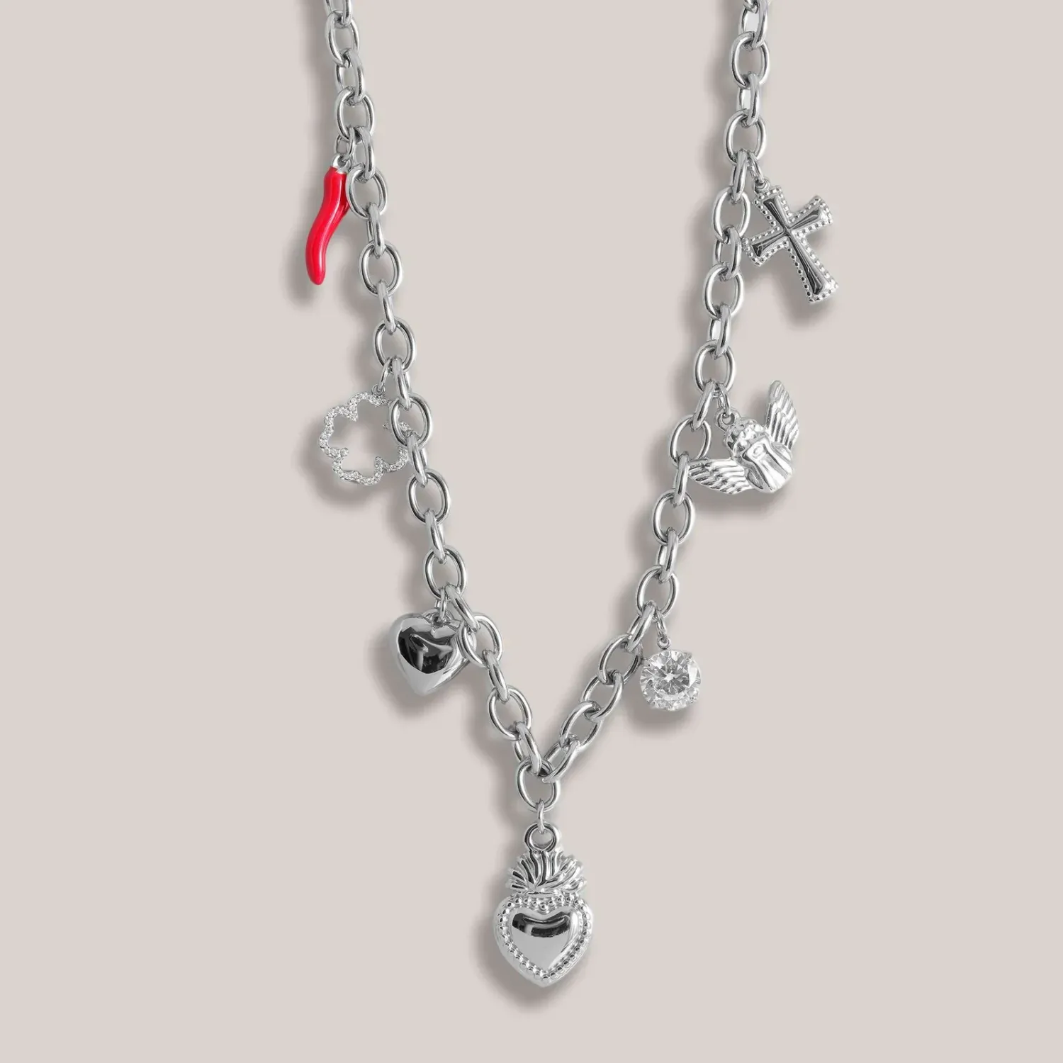 COLLANA CHARMY LUCK, COLORE: Argento