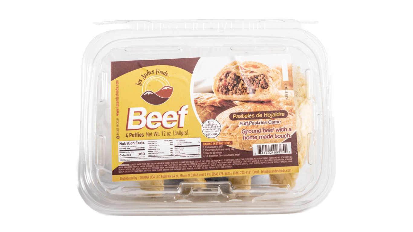 Pastel de Hojaldre Carne 4 Unidades 340gr LOS ANDES FOODS