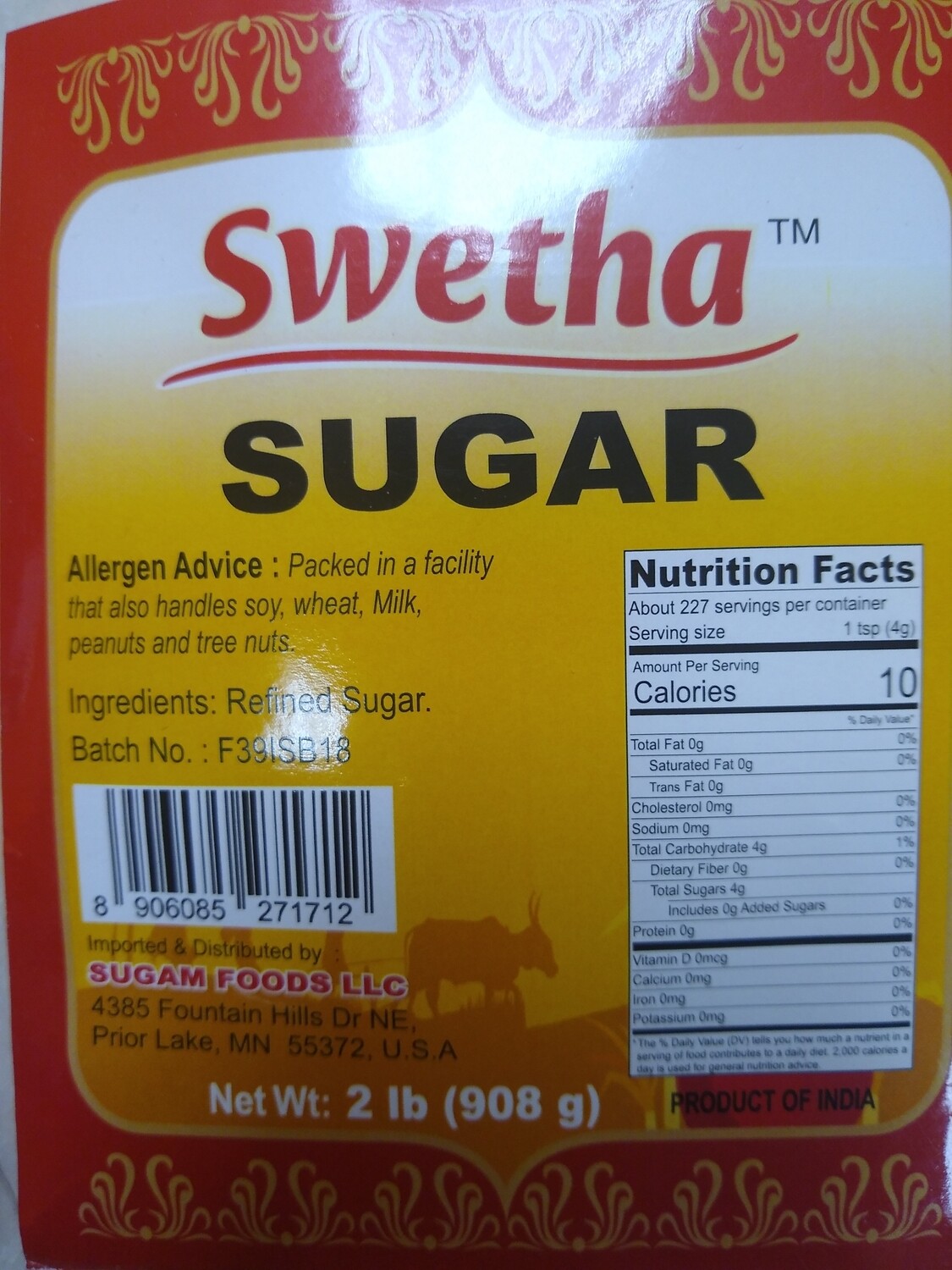 Swetha Indian Sugar 2lb