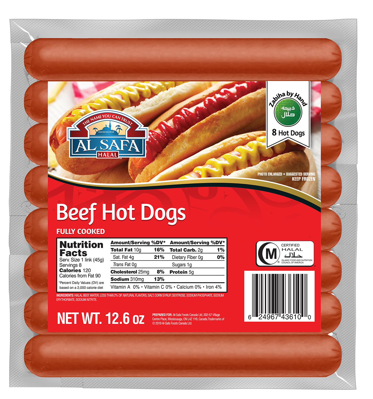 Alsafa Beef Hot Dogs 12.6oz