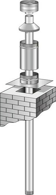 4.0 Metre Combination Cowl Insert Chimney Flue Kit