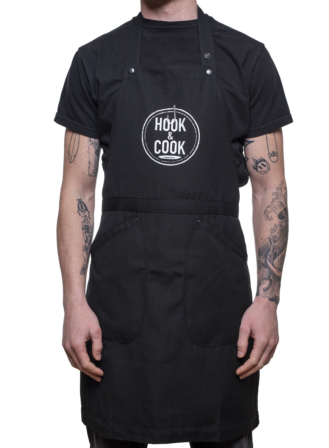 Apron Hook&Cook Circle Logo Black