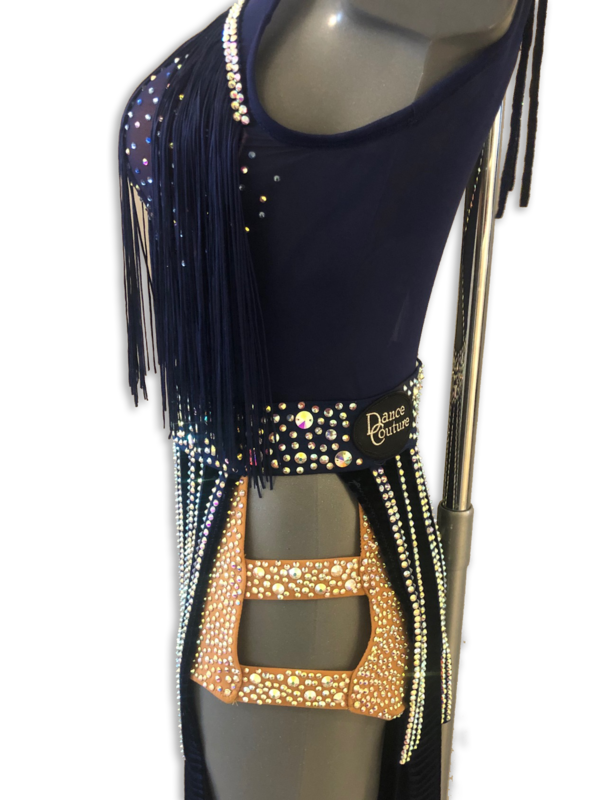 Navy Longline Fringe Latin Dress