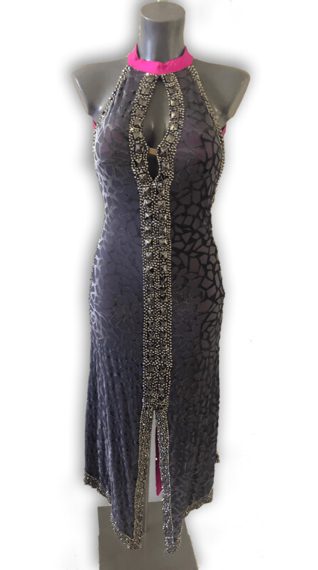 Hematite Burnout Velvet Latin Dress