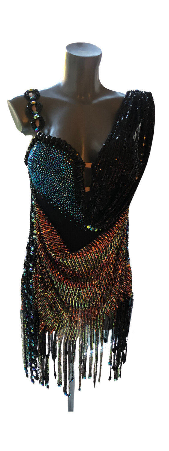 Sequin Ombre & Jet Latin Dress