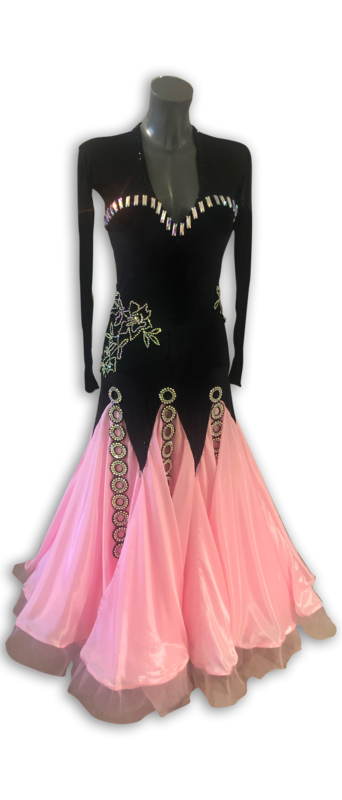 Black Velvet & Sugar Pink Ballroom Dress