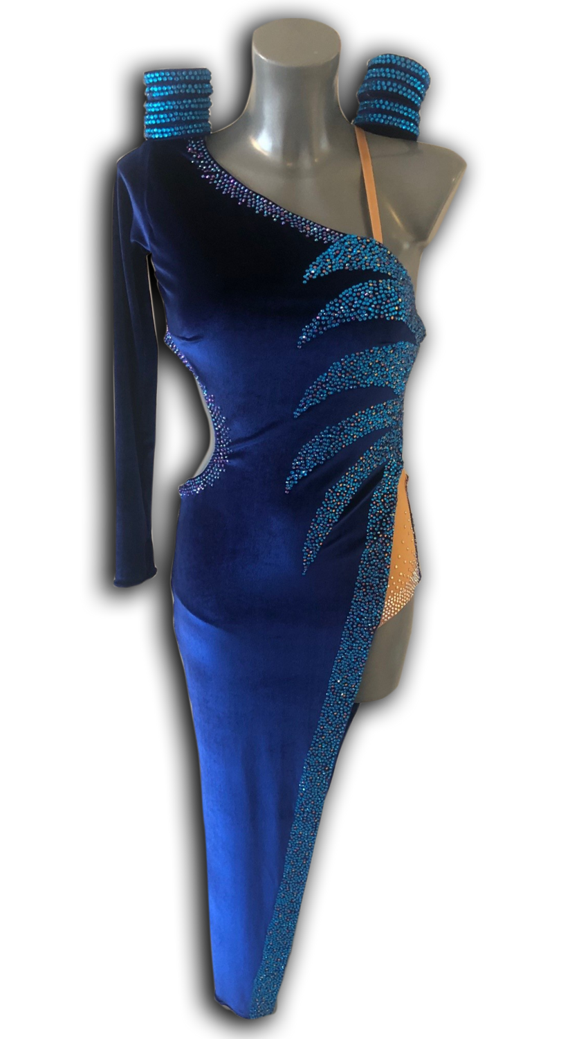 Navy & Capri Blue Longline Latin Dress