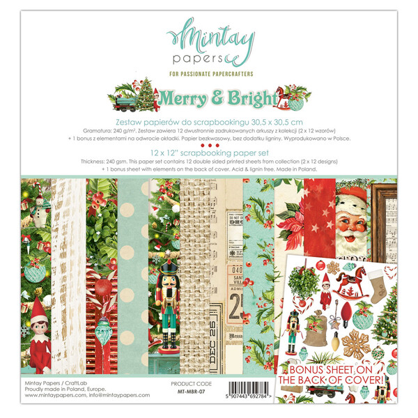 Mintay by Karola - Merry and Bright Collection  - 12" x 12" Paper