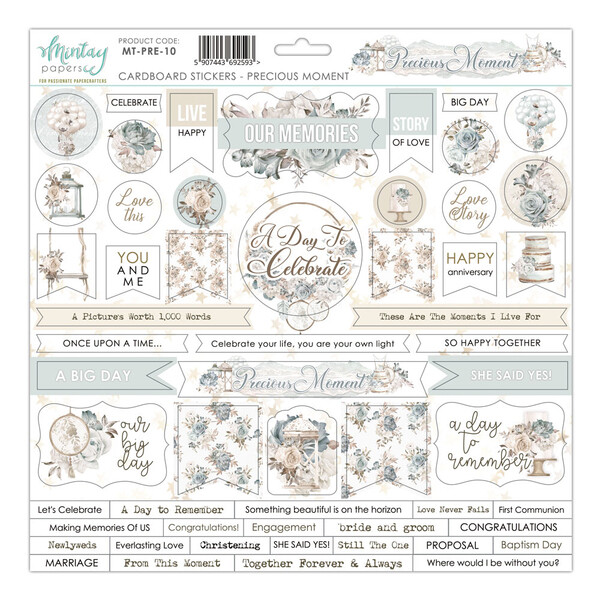 Mintay by Karola  - Precious Moments Collection - Cardboard Stickers -12" x 12"  Sheet