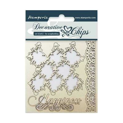 Stamperia - Decorative Chips - Happiness - 9.5 x 9.5 cm - SCB07