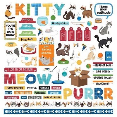 Photoplay - Cat Lover Collection - Element Sticker Sheet 12 x 12