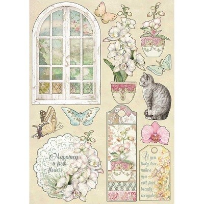 Stamperia - A5 Wooden Shapes - Orchids and Cats No: 1 - Orchids & Cats Collection - KLSP087