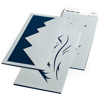 PinkFresh Studio - Layered Stencil - Slimline - Mountainscape - 4&quot; x 9&quot; - PFST24 - 3 pcs