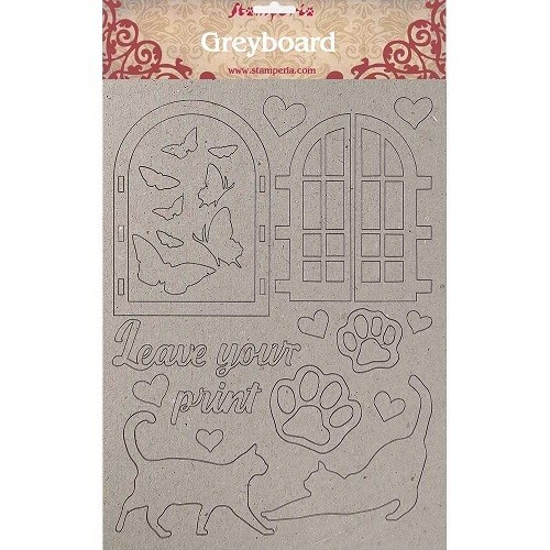 Stamperia Greyboard Set - Leave Your Print - Orchids & Cats Collection -KLSPDA419