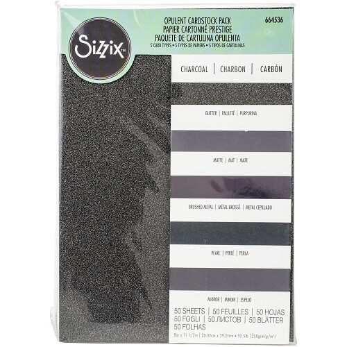 Sizzix - Surfacz Opulent Cardstock Pack - Charcoal - 50 sheets - 8.5" x 11" - 664536