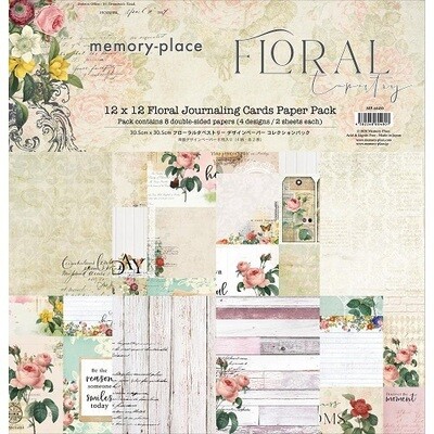 Memory Place - Floral Tapestry Journaling Cards - 12&quot; x 12&quot; Paper Pack - MP-60480 - 12 Sheets 