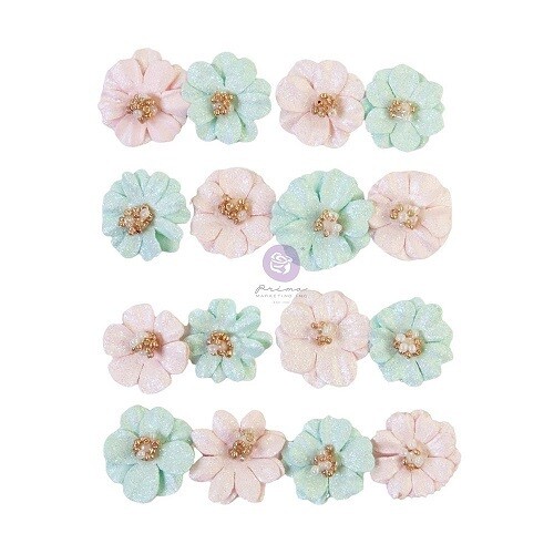 Prima Marketing - Mulberry Paper Flowers - Magic Love Collection - Lovely Heart - 652791 - 16 pcs