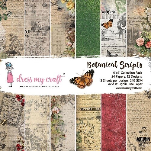 Dress My Craft - Botanical Scripts - 6 x 6 Scrap Pad