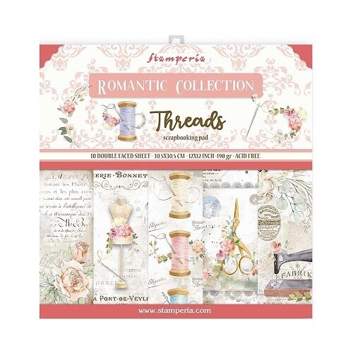 Stamperia - Romantic Collection - Threads - 12" x 12" Papers - 10 sheets - SBBL88