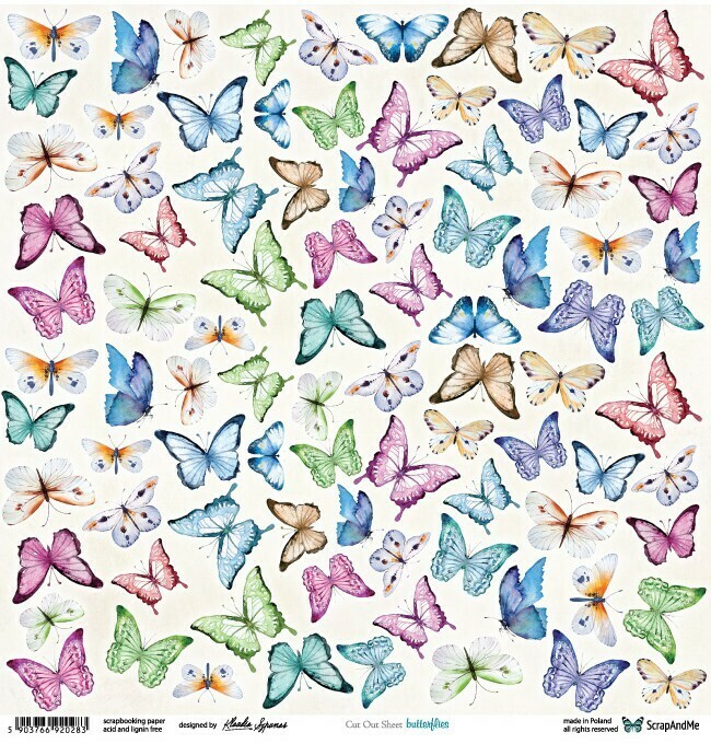 ScrapAndMe  - Butterflies - Fussy Cutting 12 x 12 Sheet