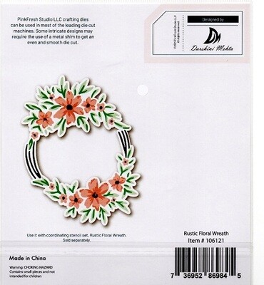 PinkFresh Studio - Die - Rustic Floral Wreath - 106121