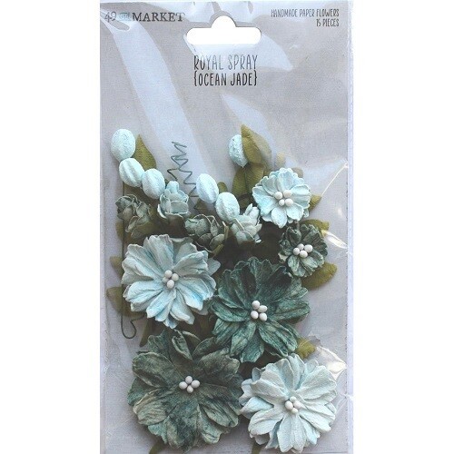 49 & Market - Royal Spray - Paper Flowers - Ocean Jade - RS-34031