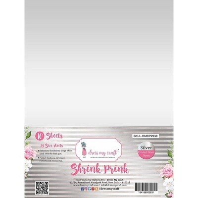Dress My Craft - Shrink Pink - Frosted Sheets A4 - Silver - 10 sheets