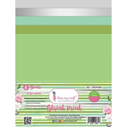 Dress My Craft - Shrink Pink - Frosted Sheets A4 - Green - 10 sheets