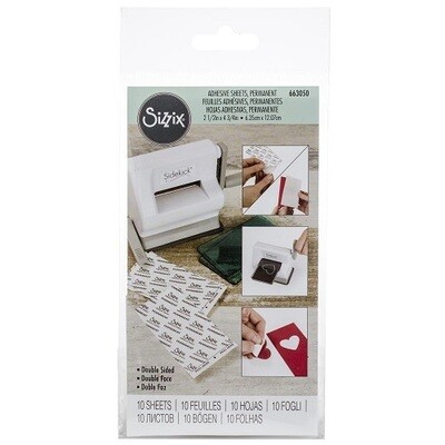 Sizzix - Adhesive Sheets - Permanent - Double Sided - 2 1/2" x 4 3/4" - 10 Sheets - 663050