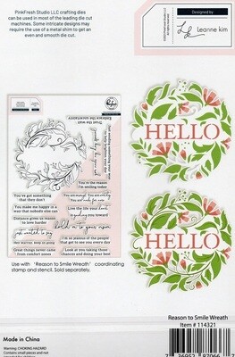 PinkFresh Studio - Reason To Smile Wreath Bundle - Stamp, Stencil &amp; Die -114221, 114321 &amp; 114421 