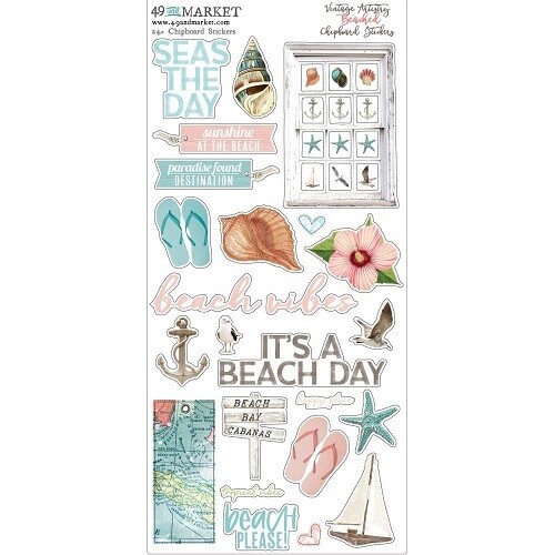 49 & Market - Vintage Artistry - Travel - Beached - Chipboard Stickers - 24 pcs - VTB34499