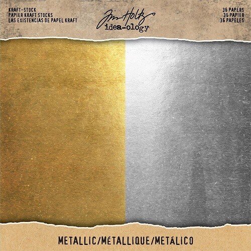 Tim Holtz - Idea-Ology - Gold & Silver Metallic - Paper pad - 8" x 8" - TH93586
