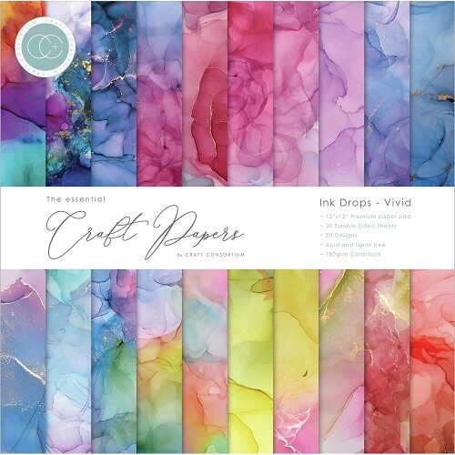 Craft Consortium - Ink Drops - Vivid - 12 x 12 Paper Pad - CCPAD013  