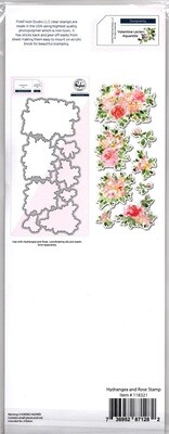 PinkFresh Studio - Clear Polymer Stamp - Slimline - Hydrangea &amp; Rose - 4" x 12" - 118321