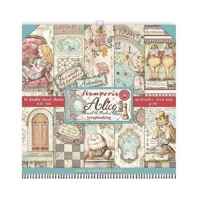 Stamperia - Alice Through The Looking Glass  Collection - 12&quot; x 12&quot; Papers - 10 sheets - SBBL93